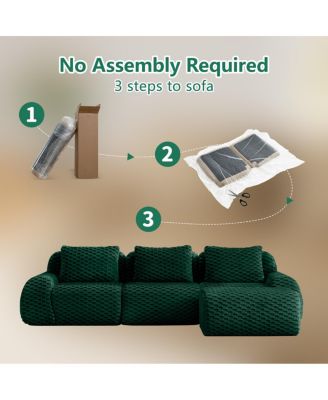 Modern L-Shaped Modular Sectional Sofa, Flannelette, Oversized 3-Seater, Movable Ottoman