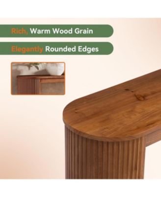 63" Solid Wood Console Table, Farmhouse 2-Tier Narrow Long Sofa Entryway Table, Easy Assembly