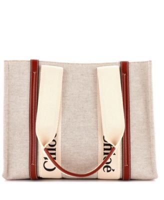 Medium Woody Tote Canvas with Leather