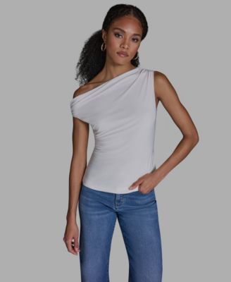 Women's Sleeveless Ruched Boat Neck Top