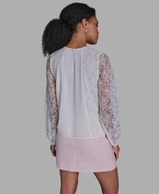Women's Crewneck Long-Sleeve Lace Top