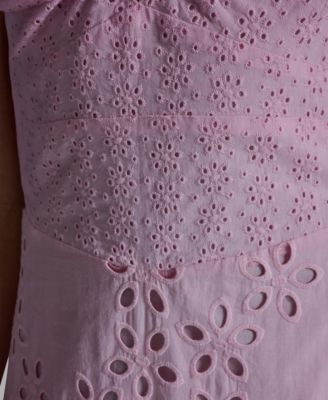 Women's Sweetheart Neck Keyhole Eyelet Maxi Dress