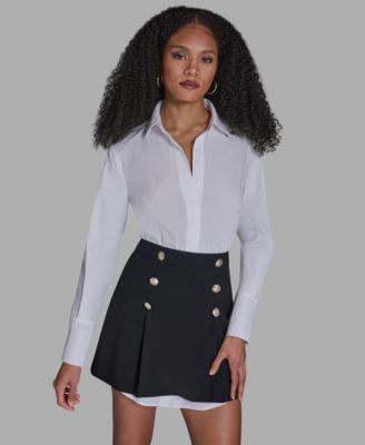 Women's Collared Neck Layered Mini Dress