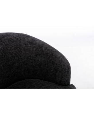 Swivel Barrel Accent Chair with Metal Ring & Chenille Fabric