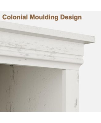 Farmhouse Bookcase with Doors, 5-Tier 70" Tall Bookshelf with Storage Cabinet for Living Room, White