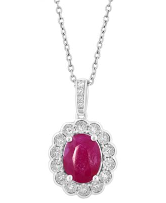 Emerald (1-1/2 ct. t.w.) & Diamond (1/10 ct. t.w.) Pendant in 14k Gold (Also Available in Ruby and Sapphire)