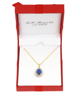 Emerald (1-1/2 ct. t.w.) & Diamond (1/10 ct. t.w.) Pendant in 14k Gold (Also Available in Ruby and Sapphire)