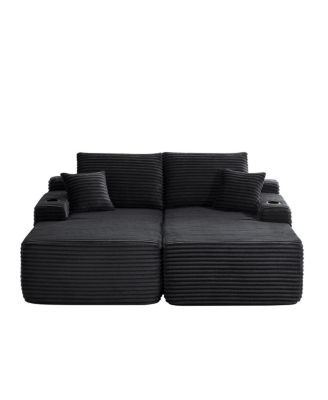 69" Cloud Sectional Couch, L-Shape Chaise with Deep Seat, Black
