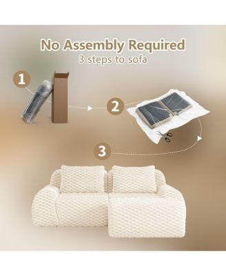 82" Modern L-Shaped Flannelette Sectional Sofa with Movable Ottoman