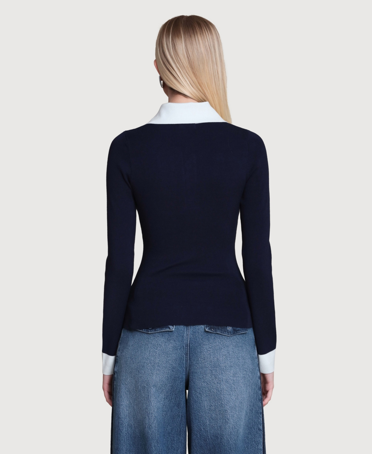 Avec Les Filles Women's Spread Collar Polo Sweater