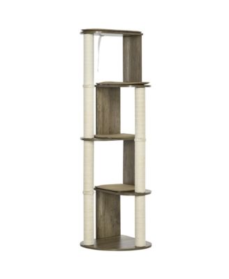 65" Cream White Corner Modern Tall Cat Tree for Climbing