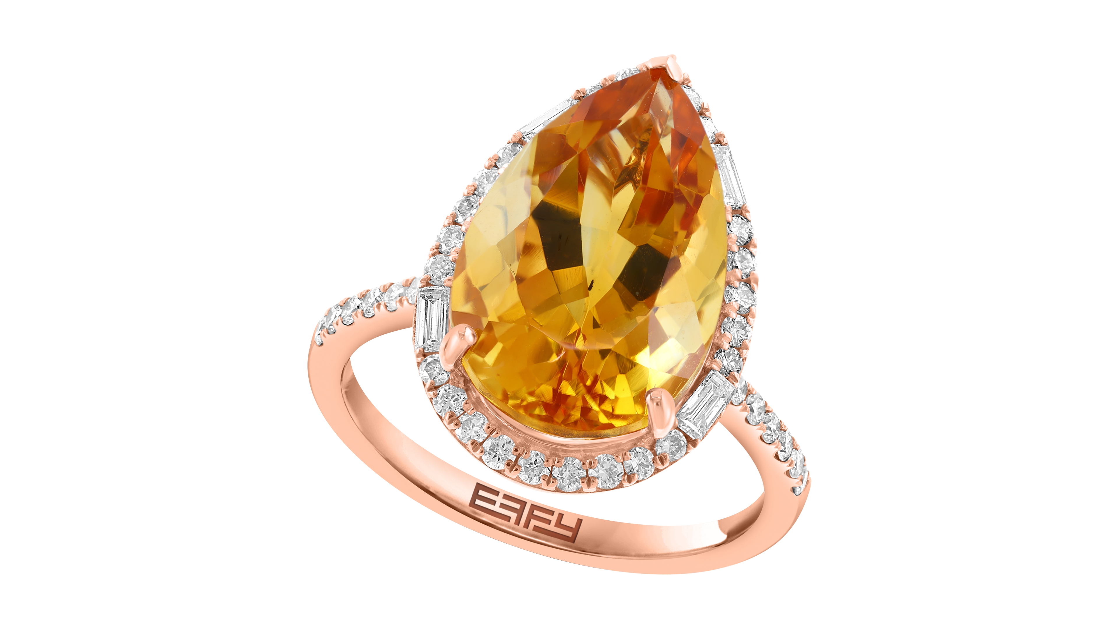 Effy Collection Citrine (5-3/8 ct. t.w.) & Diamond (1/2 ct. t.w.) Ring in 14k Yellow Gold