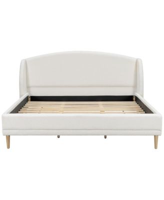 California King Boucle Upholstered Bed Frame