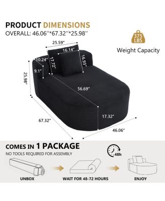 67.5" Indoor Corduroy Oversized Sleeper Sofa with Deep Seat Lounge