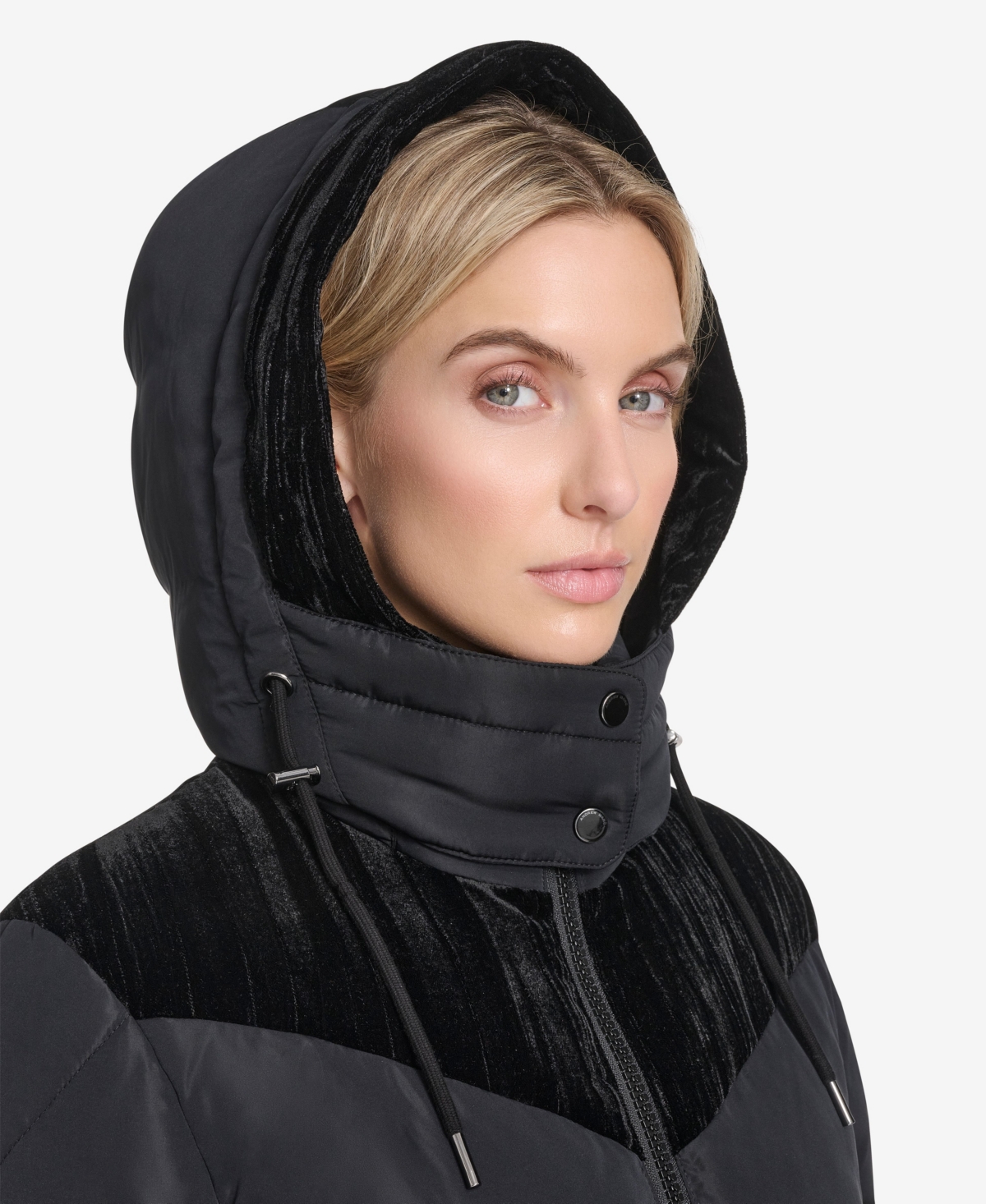 Andrew Marc Women's Tayte Mixed Media Hooded Puffer Jacket