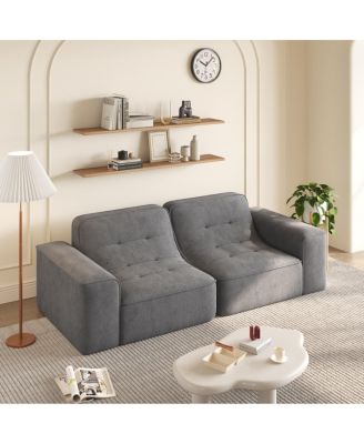 83.6" Modular 3-Seater Sofa with Tufted Design & Sparkling Chenille