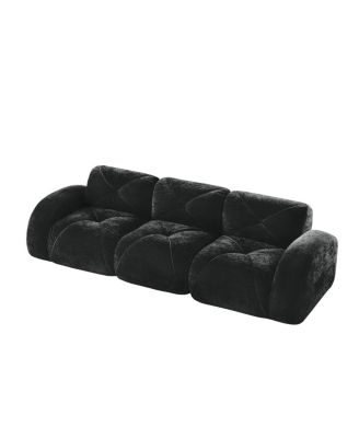 Boneless Tufted Velvet Modular Sectional Sofa Couch - Black