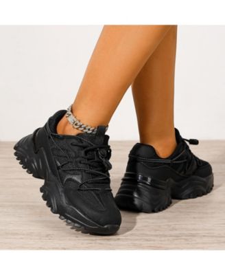 Branch Mixed Material Lace-Up Sneakers