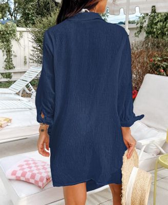 Women's That's So Deep Blue Cover-Up Mini Beach Dress