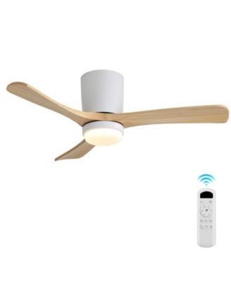 42-inch Minimalist White 3-Blade Flush Mount Ceiling Fan with Light Remote Control and Timing Function