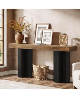 63-Inch Console Table for Entryway, Farmhouse Entryway Table with Sturdy Legs, Narrow Long Sofa Console Behind Couch