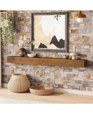 74.8" Fireplace Mantel Shelf, Wall Mounted Floating Shelves for Wall, Wood Mantel Floating Shelf Storage Display Shelves