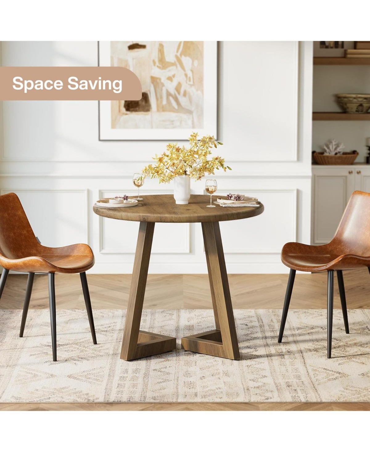 Tribesigns Small Round Dining Table for 2-4 People, 31.5-Inch Kitchen Table for Dining Room, Living Room