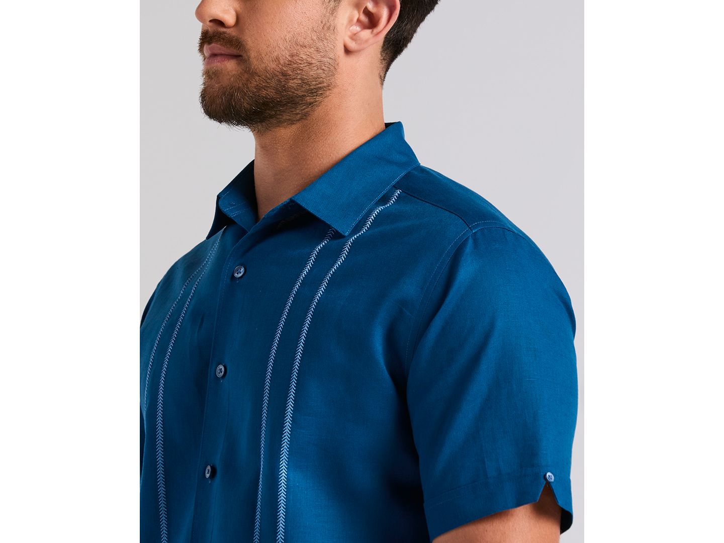 Мужская рубашка Cubavera Panel Button-Front Camp Collar, цвет: Blueberry Pancake — фото 3