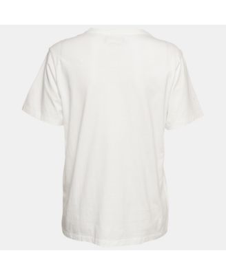 Women's White Printed Jersey Crewneck T-Shirt