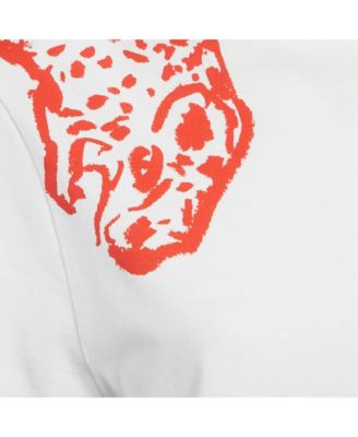 Women's White/red Leopard Print Cotton T-Shirt