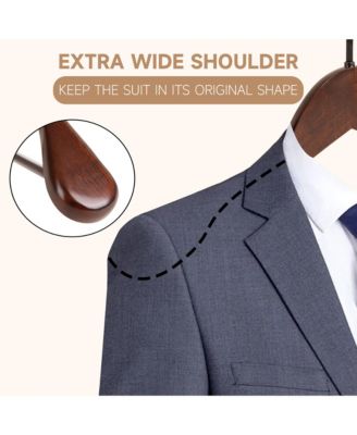 Wooden Suit Hangers with Pants Bar for Women's Clothes, 16-Inch Wide Shoulder Solid Wood Coat Hangers for Jackets, Shirts, Trousers