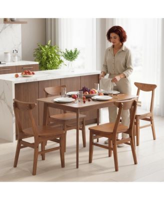 5-Piece Solid Wood Dining Table Set Kitchen Table and Chairs