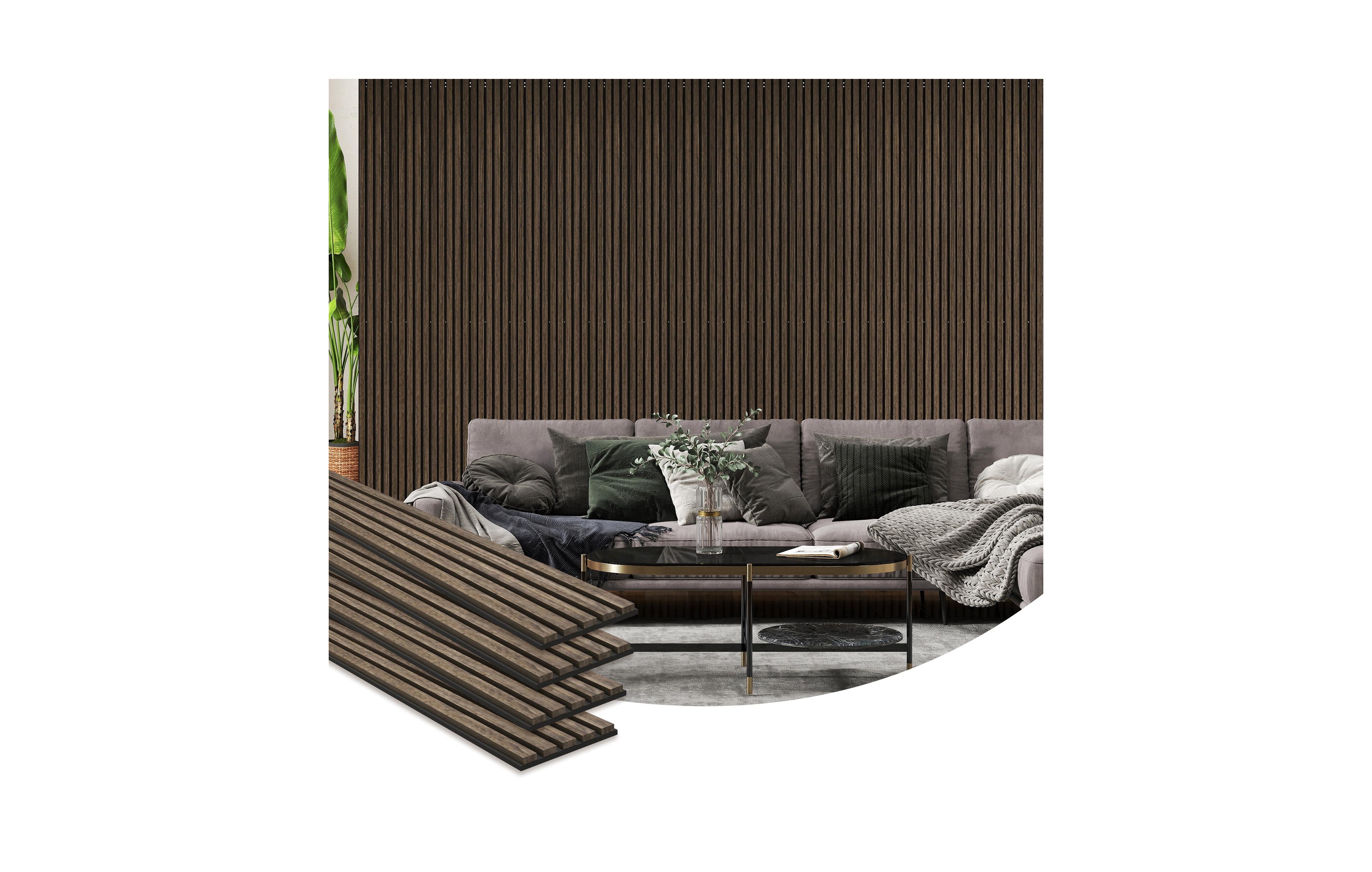 Homcom 95" x 8" Wood Wall Panels, 4 Pack Slat Acoustic Panels,