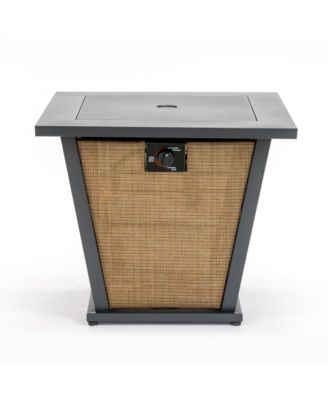 28 Inch Propane Gas Fire Pit Table 50000 BTU Square Steel Brown Industrial Natural Style for Outdoor Patio Garden