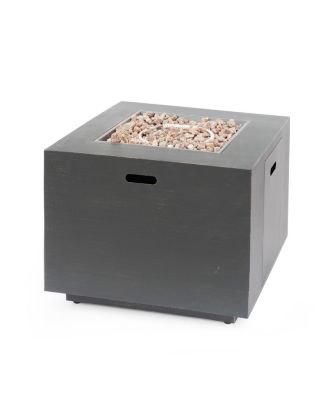 33 Inch Outdoor Iron Square Propane Fire Pit Brushed Brown 50000 BTU Tank Inside No Assembly