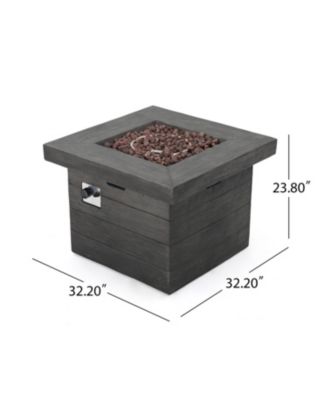32 Inch Square MGO Fire Pit Grey Wood Pattern 40000 BTU Outdoor Propane Fire Table