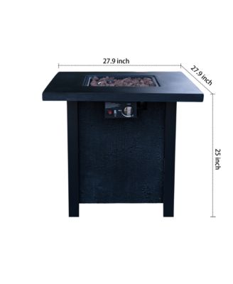 28 Inch Square Outdoor Propane Fire Pit Table 50000 BTU CSA Certified Charcoal Texture Rattan Weave Grain