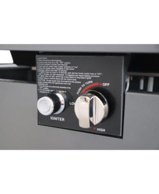 43 Inch Smoked Glass Metal Rectangle Fire Pit Table 50000 BTU Push Button Ignition Stainless Steel Burning Area