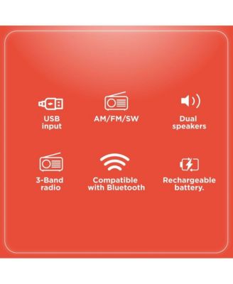 Retro AM/FM/SW Vintage and Classic Radio Antique Style, Bluetooth, USB/microSD, Rechargeable Battery – 4001800