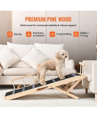 Foldable Wooden Dog Ramp, Adjustable 47" for Bed & Car, Pets up to 27in Height