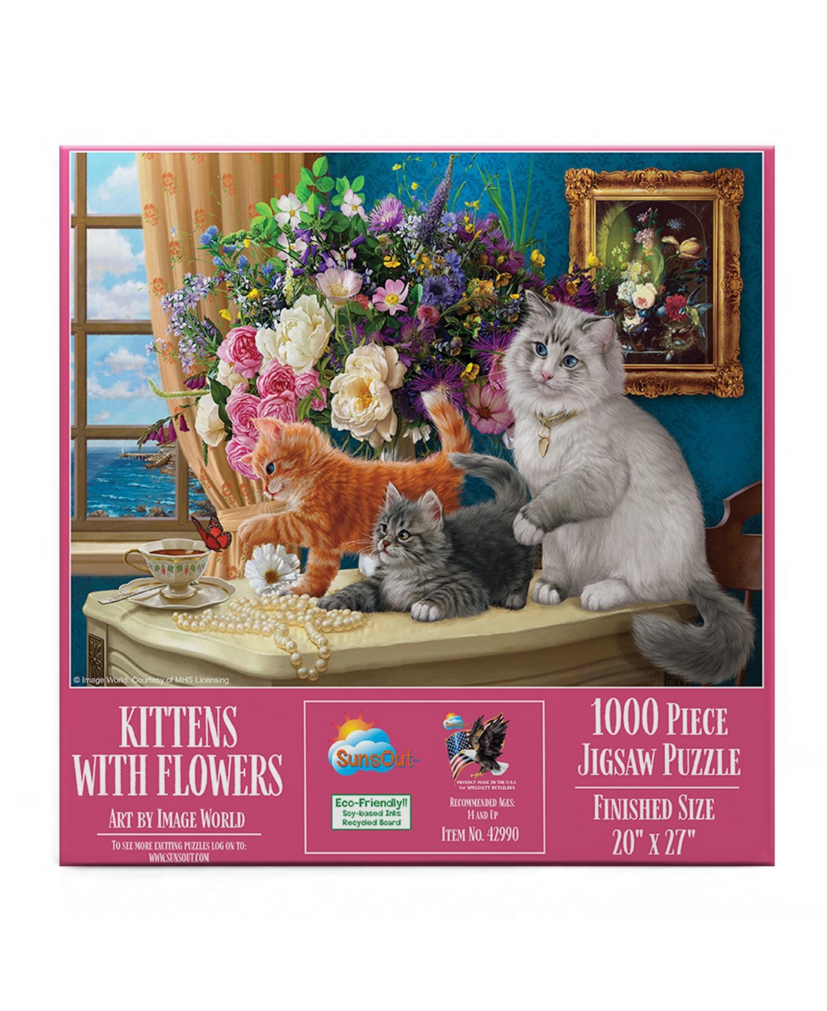 Kittens with flowers 1000 piece Jigsaw Puzzle for Adults