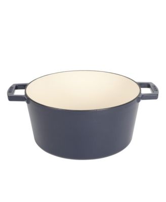 6 Qt Round Matte Enamel  Cast Iron Dutch Oven Pot With Lid - Blue