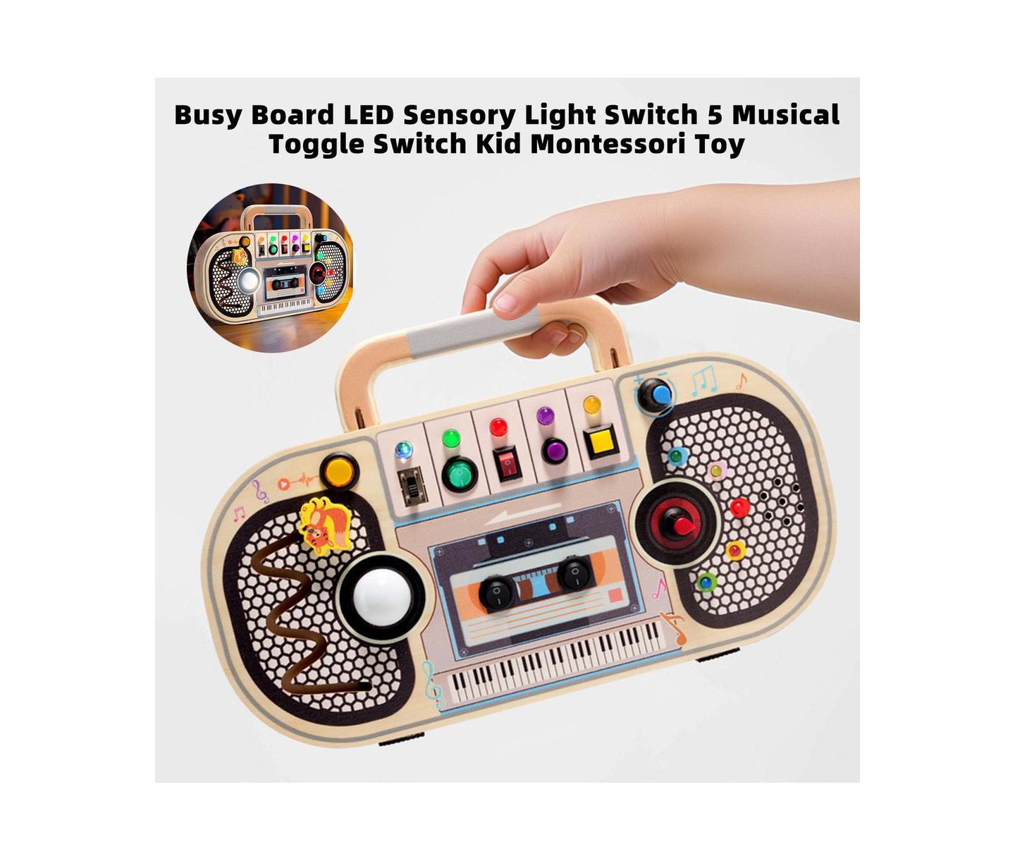 Детская игрушка Bruce & Shark Interactive Light & Sound Montessori Busy Board, Ages 1+, цвет: Коричневый — фото 4
