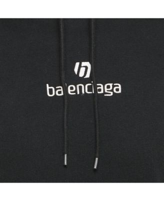 Men's Black Sponsor Logo Embroidered Cotton Hoodie