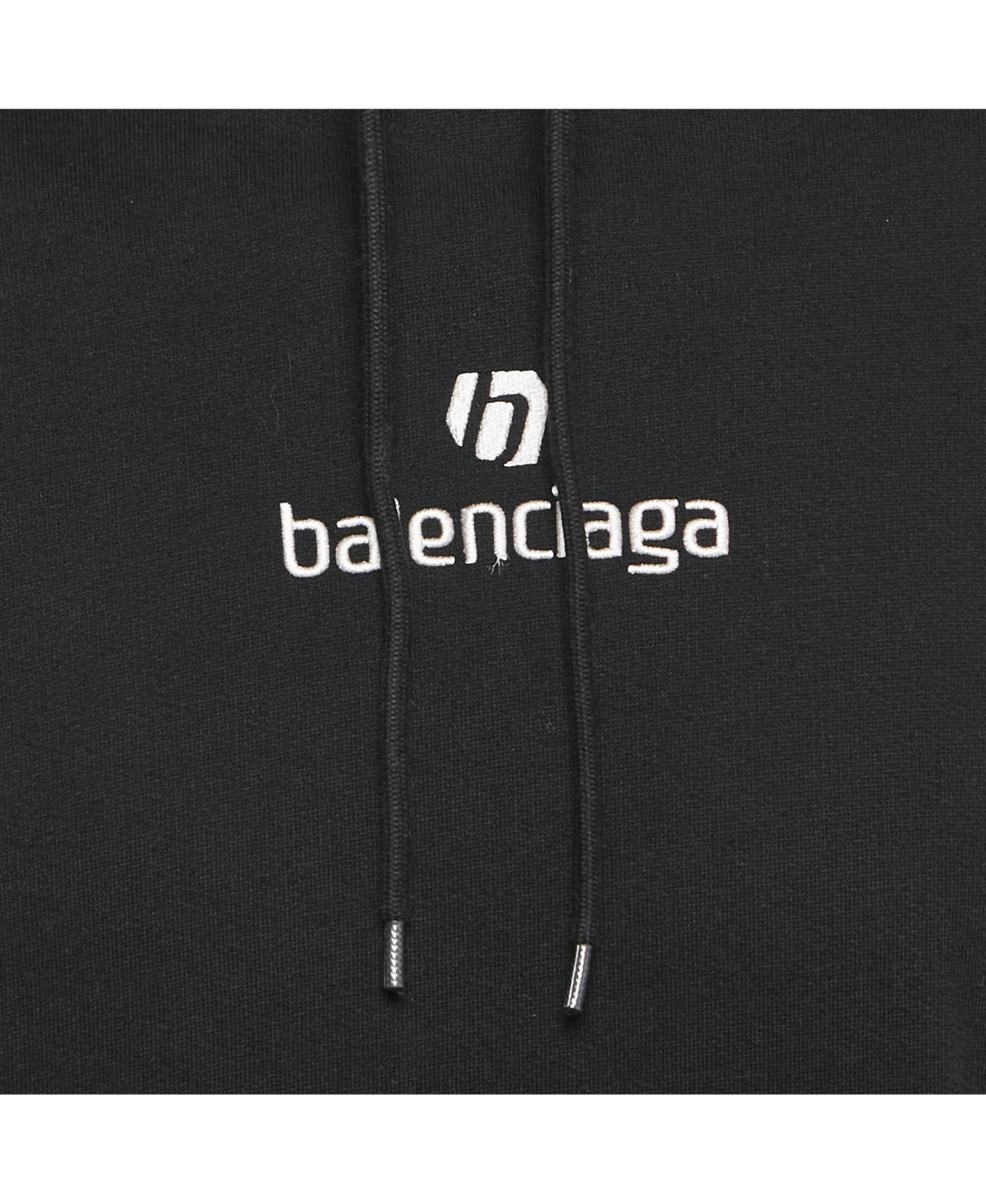 Pre-Owned Balenciaga Men's Black Sponsor Logo Embroidered Cotton Hoodie