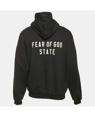 Men's Essentials Black Embroidered Cotton Zip-Up Sweatshirt