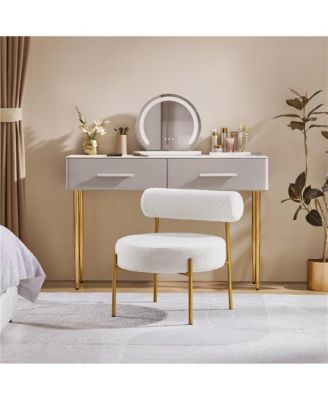 1 Pc Boucle Fabric & Gold Metal  Accent Feature Side Chair