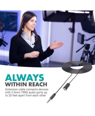 PM10EC6 20-foot (6m) TRRS Female 3.5mm to TRRS Male 3.5mm Microphone Extension Cable for Smartphones