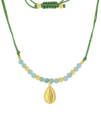 Waterproof Yellow Palm Tree Green Aventurine Adjustable Necklace