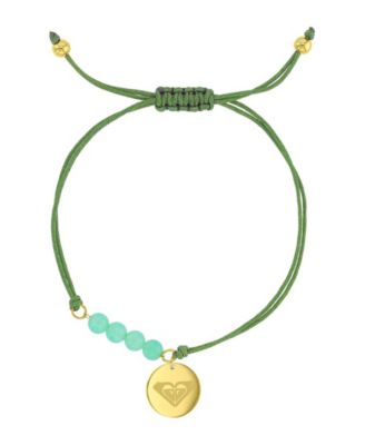 Waterproof Yellow RD Heart Charm Green Aventurine Adjustable Bracelet